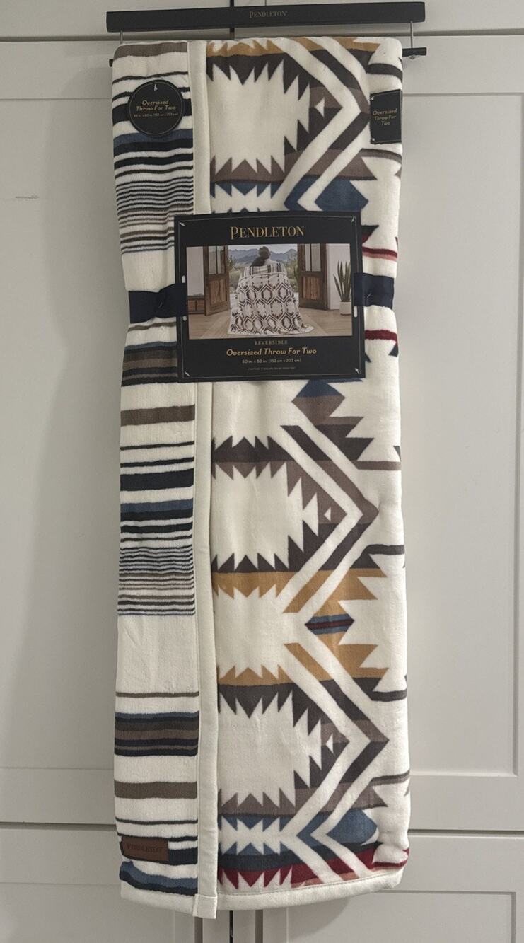 Pendleton Throw Blanket For Two 60x80” Reversible White Shores Southwestern NEW
